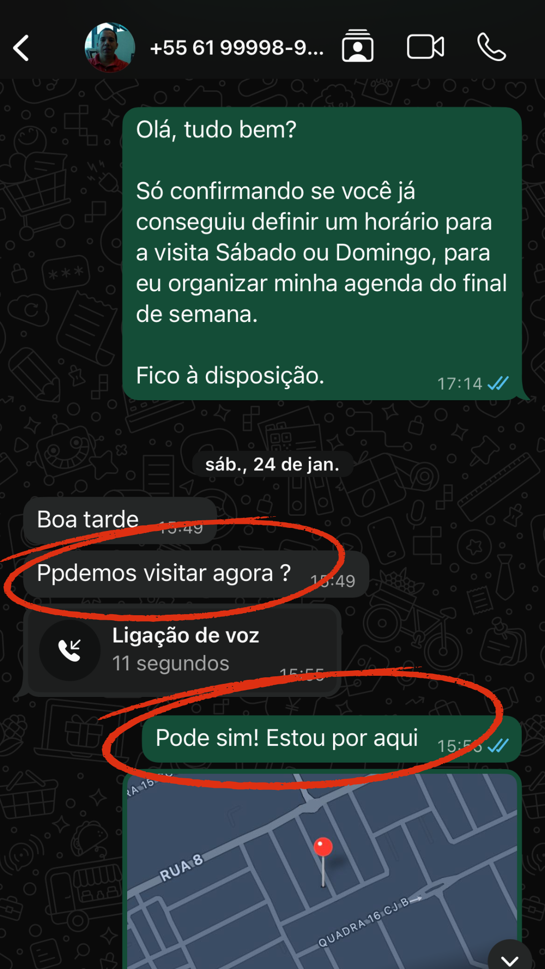 Comprador pedindo para visitar agora